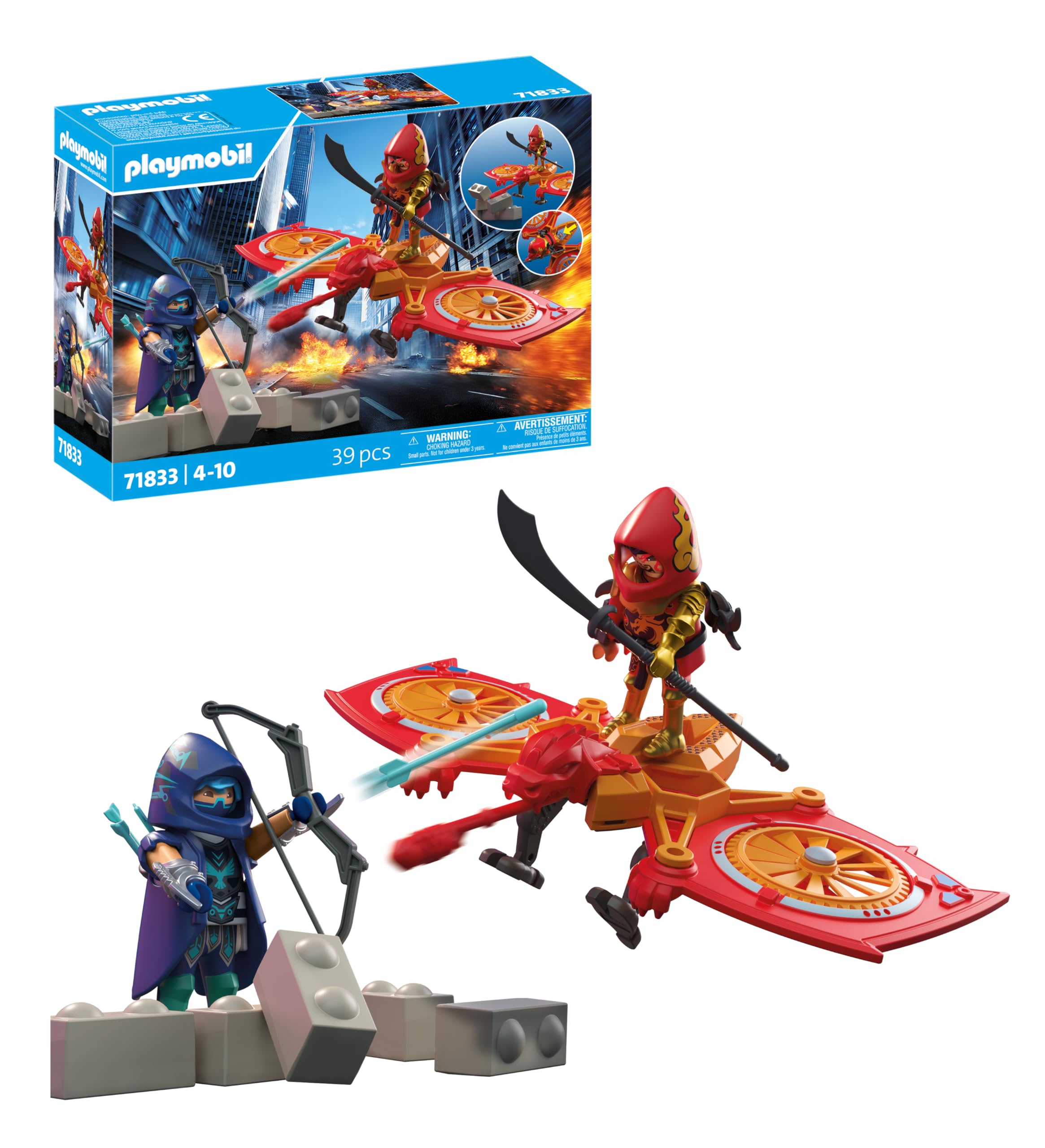PLAYMOBIL Heroes drone eroi vs ninja cattivo playset