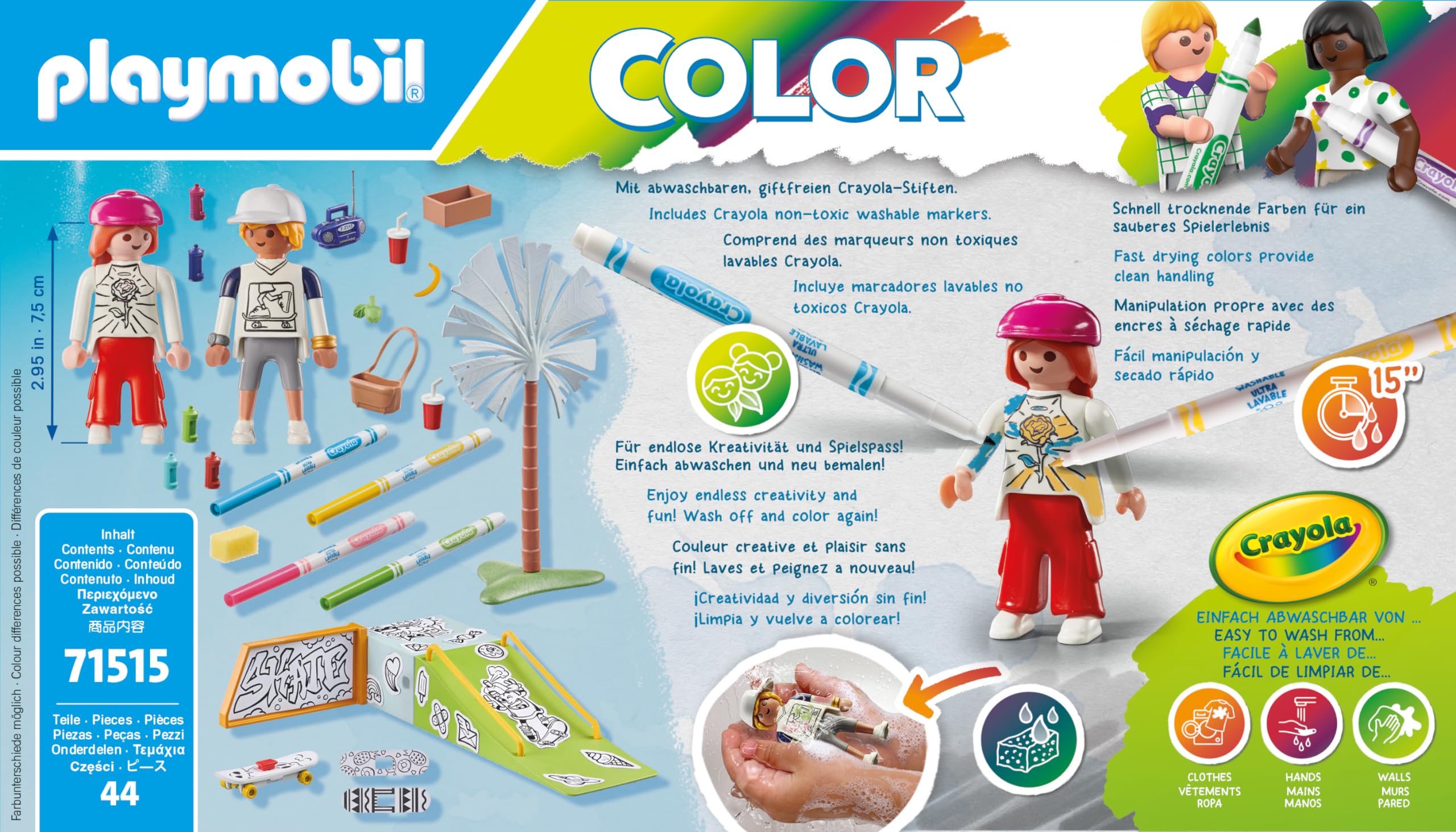 Playmobil Color 71515 skatepark da colorare con pennarelli 6 anni