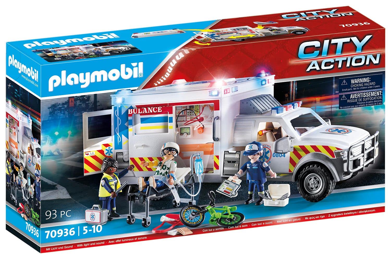 PLAYMOBIL City Action 70936 Ambulanza Americana con Luci e Suoni