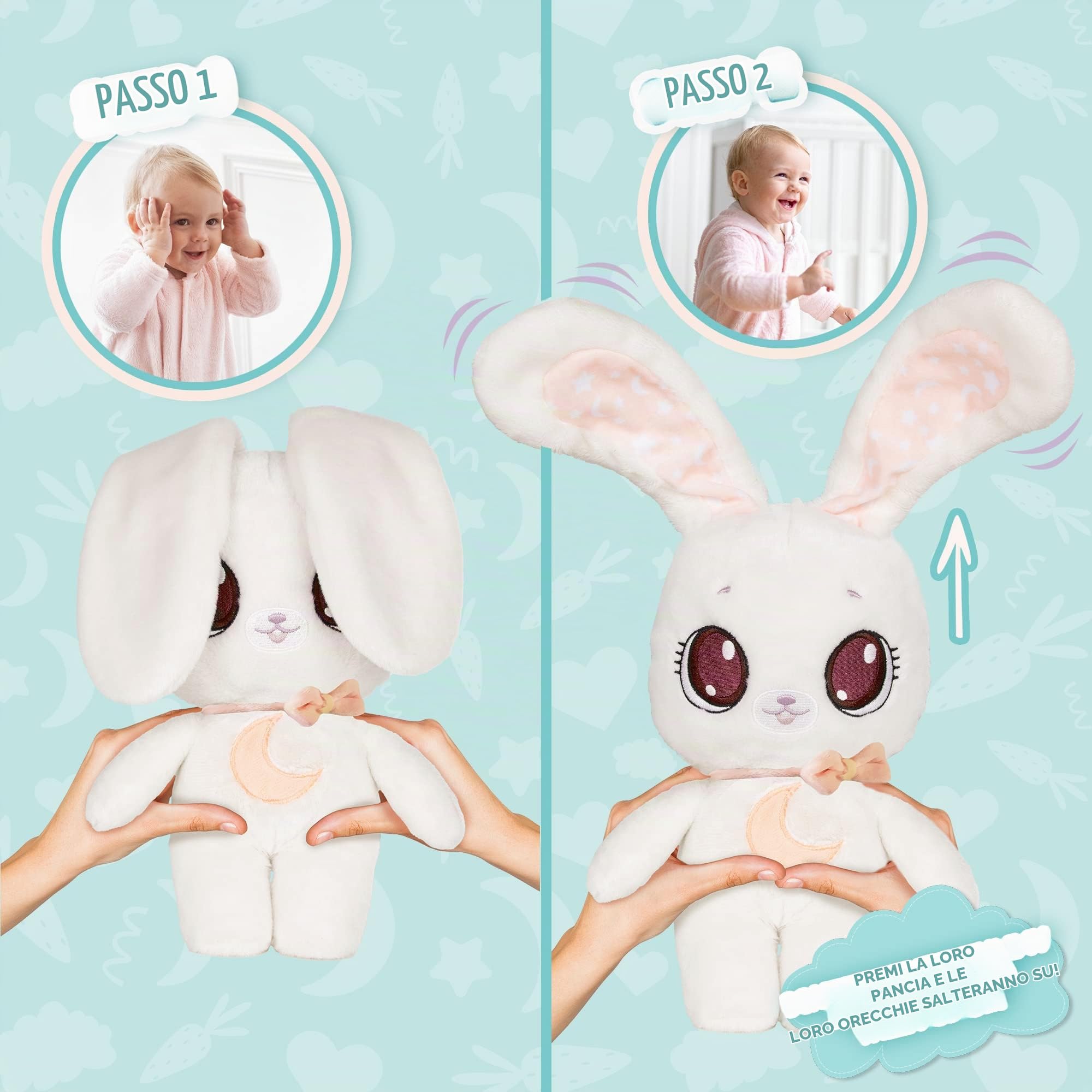 Imc Toys Peekapets Coniglietto Bianco peluche orecchie mobili