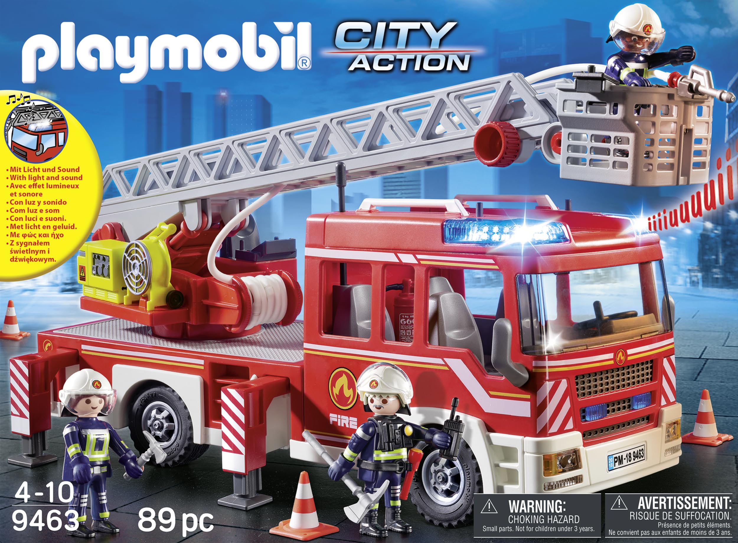 PLAYMOBIL City Action 9463 autoscala pompieri con luci e suoni