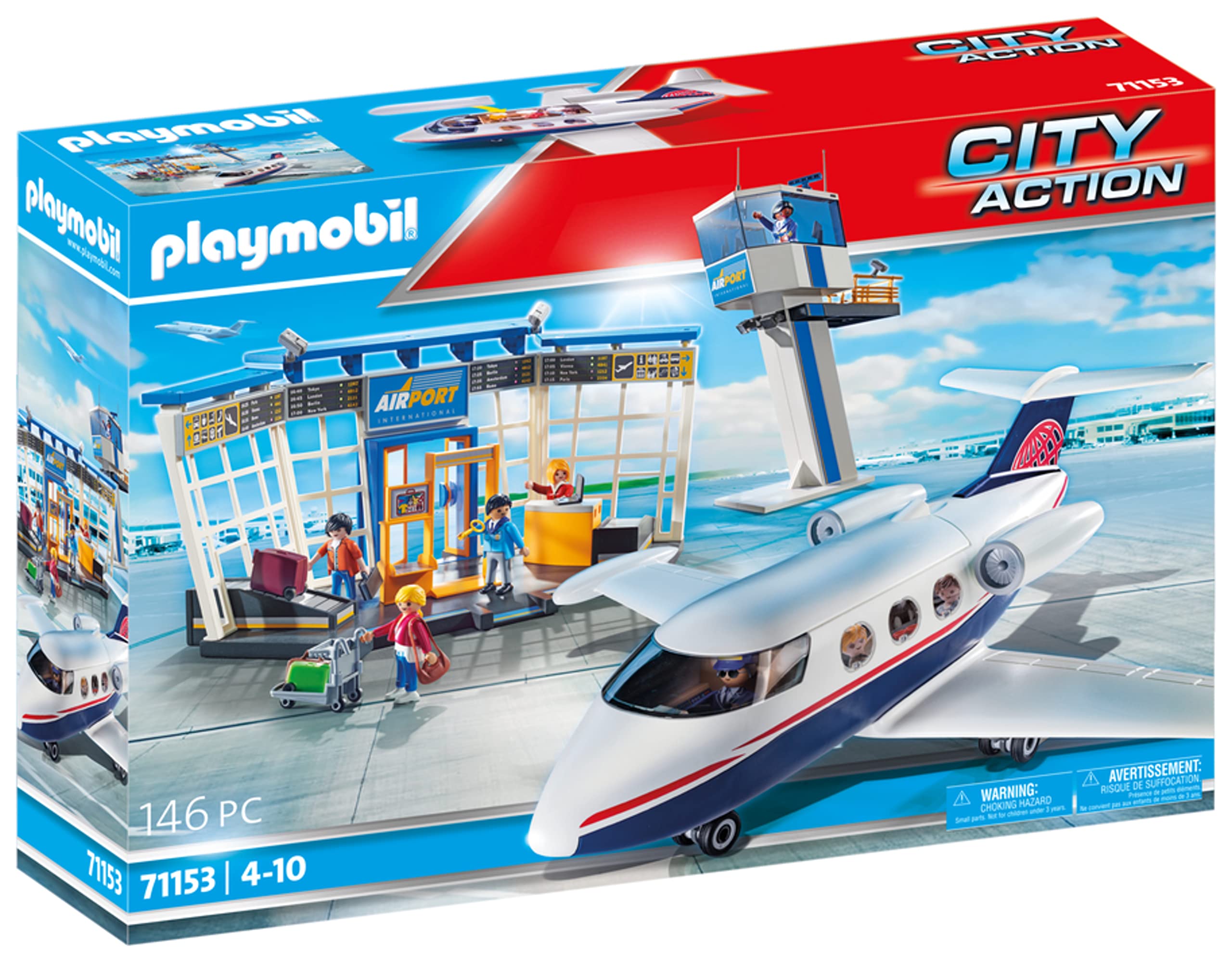 Playmobil City Action 71153 aeroporto con aeroplano playset 146 pezzi