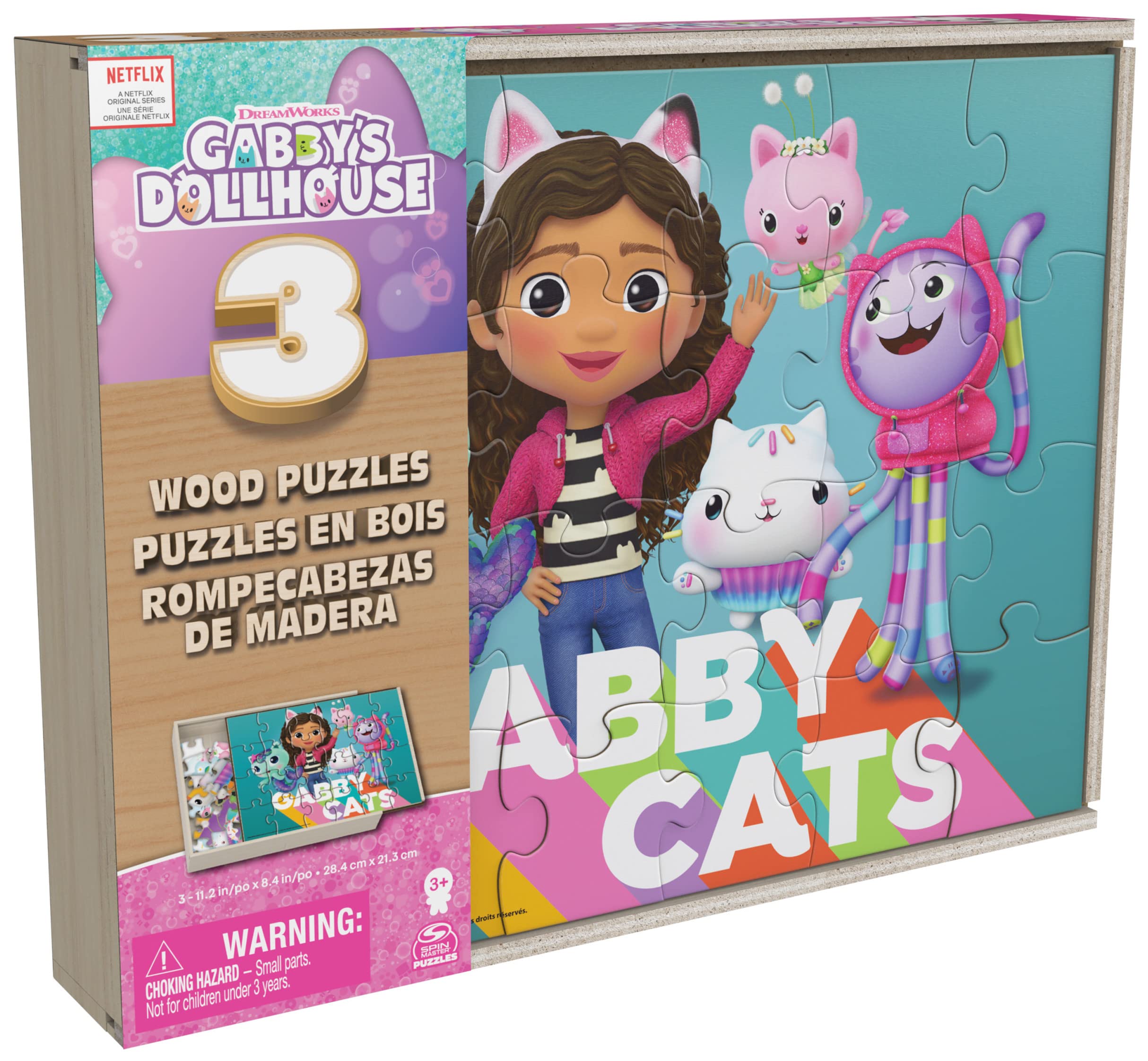 Spin Master Gabby's Dollhouse Puzzle Legno 24 Pezzi 3 Set
