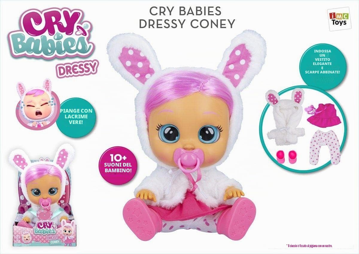 Cry Babies Dressy Coney coniglio bambola interattiva lacrime vere