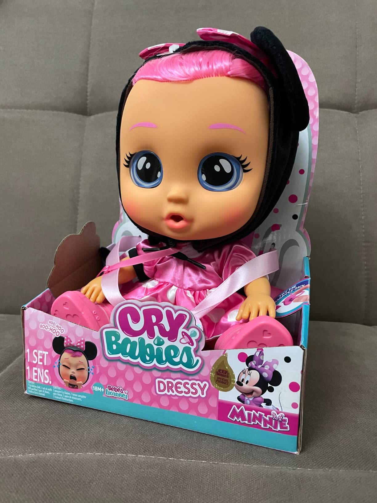 IMC Cry Babies Dressy Minnie Bambola Interattiva 30 cm Rosa