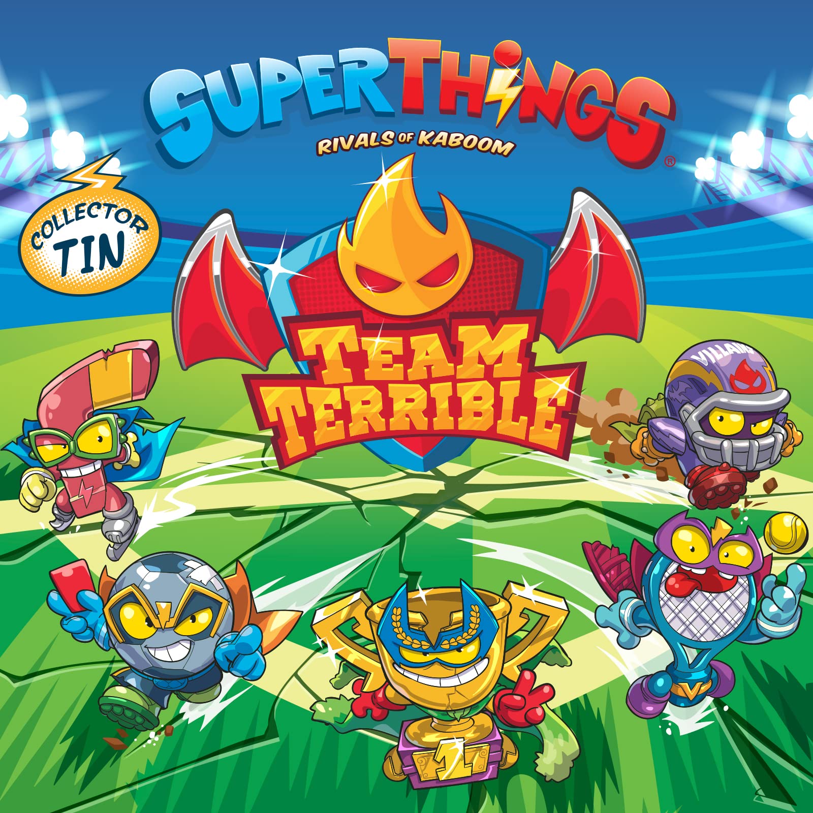 Superthings Scatola metallo Team Terrible 5 figure metallizzate
