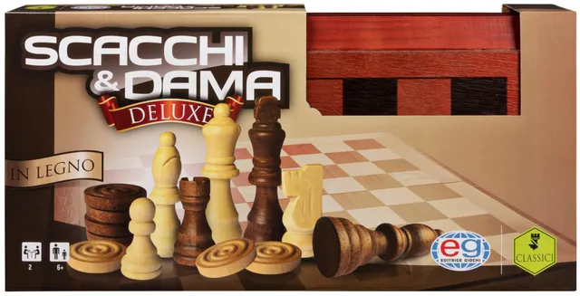 Spin Master Classic Games 6036101 Dama e Scacchi Deluxe Legno