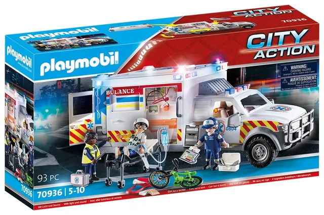 PLAYMOBIL City Action 70936 Ambulanza Americana con Luci e Suoni