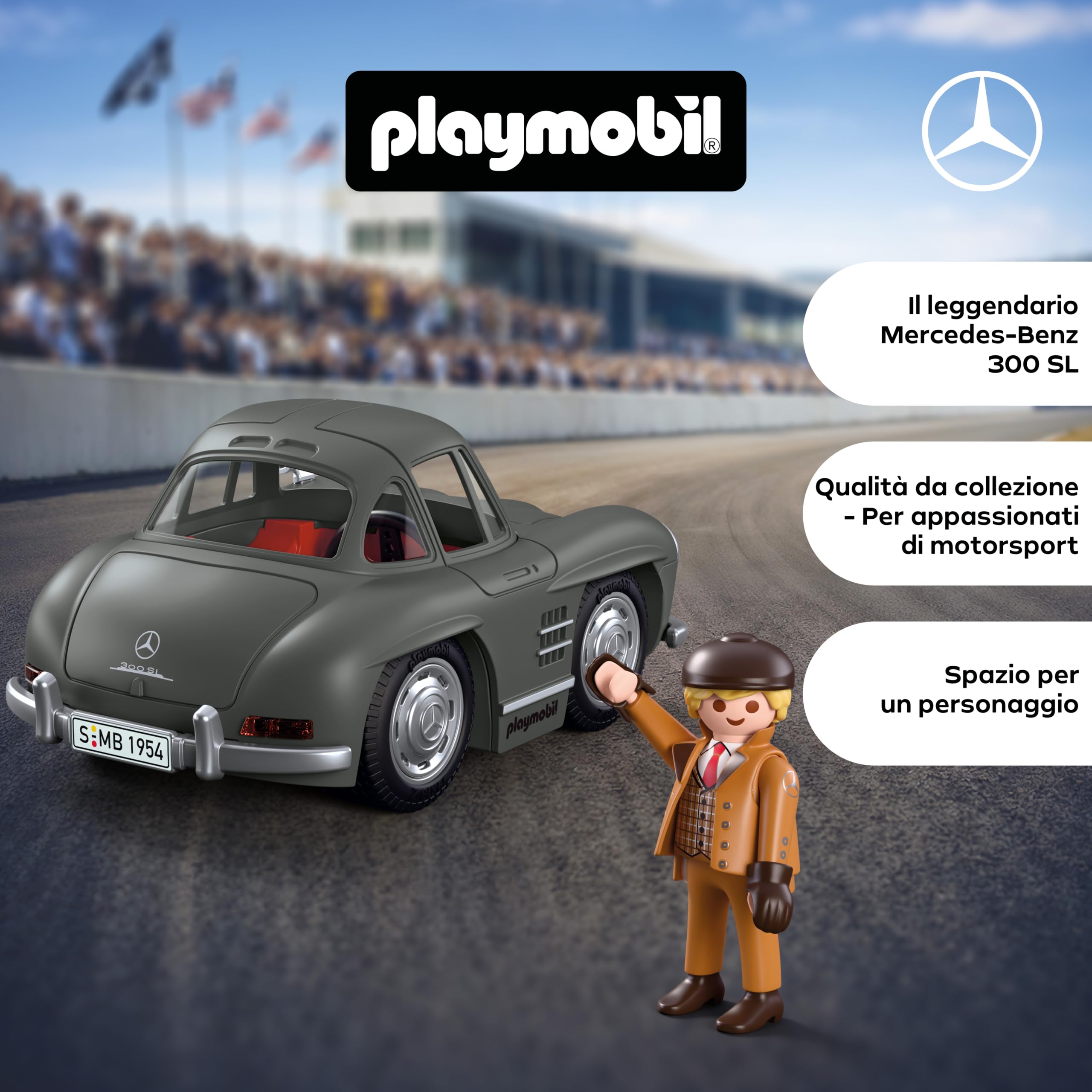 PLAYMOBIL Icon Cars Mercedes-Benz 300 SL macchinina 72238 con figura