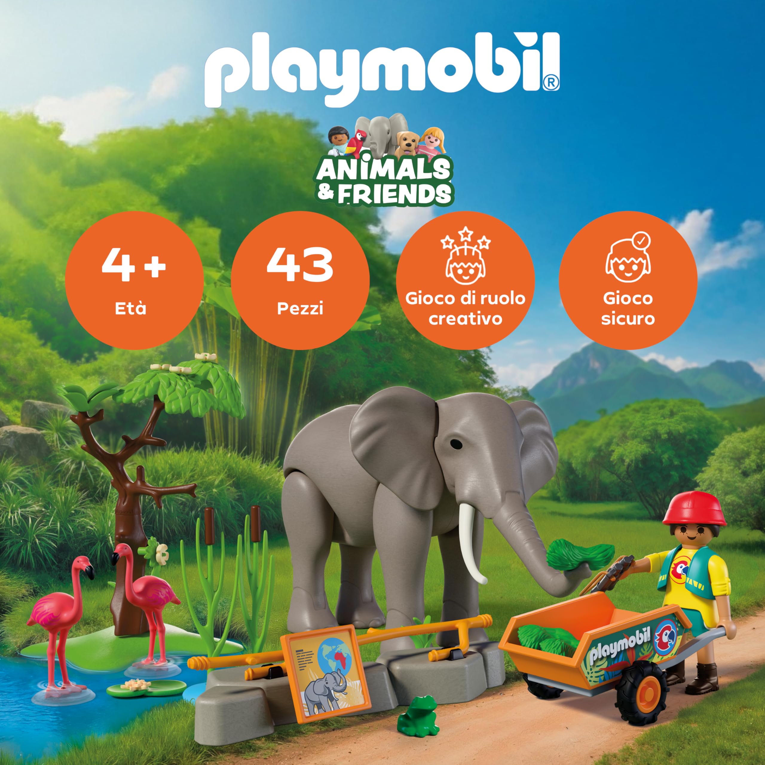 Playmobil Animals 72068 elefante con guardiano zoo