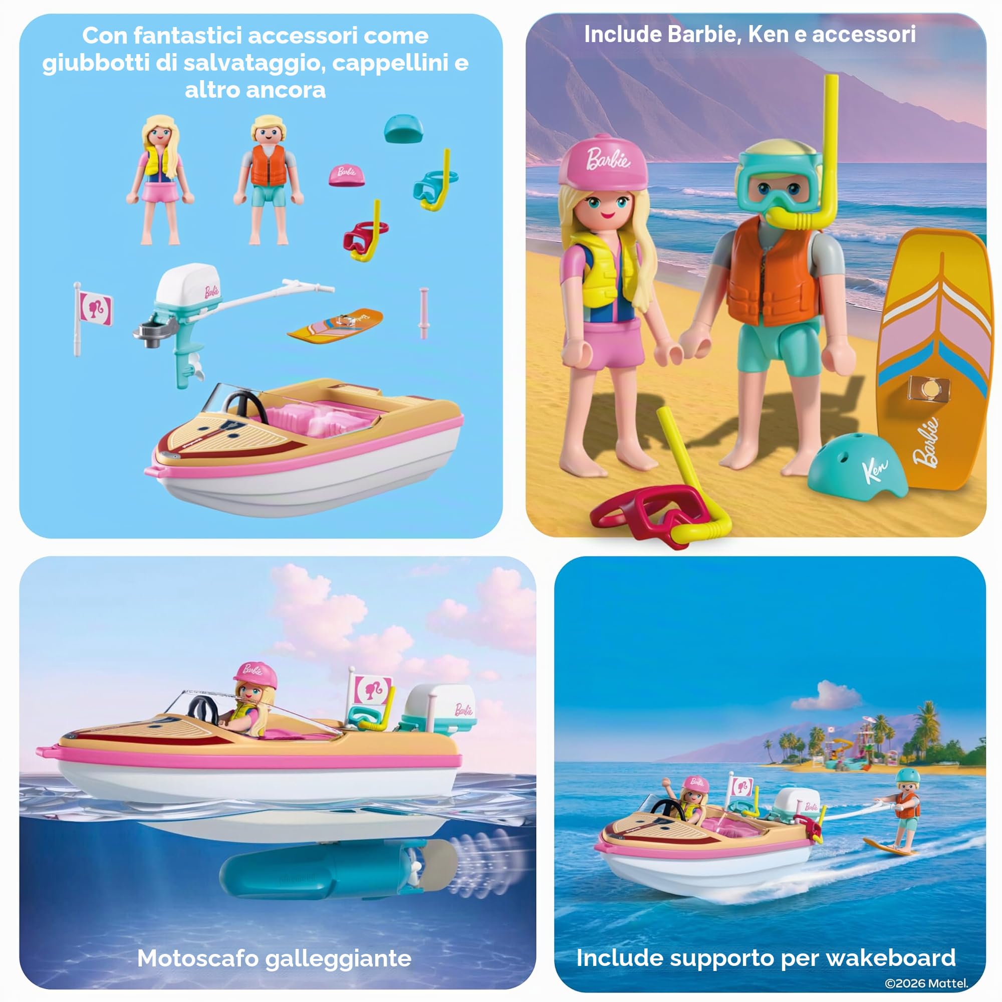 PLAYMOBIL Barbie Barca d'avventura motoscafo galleggiante wakeboard