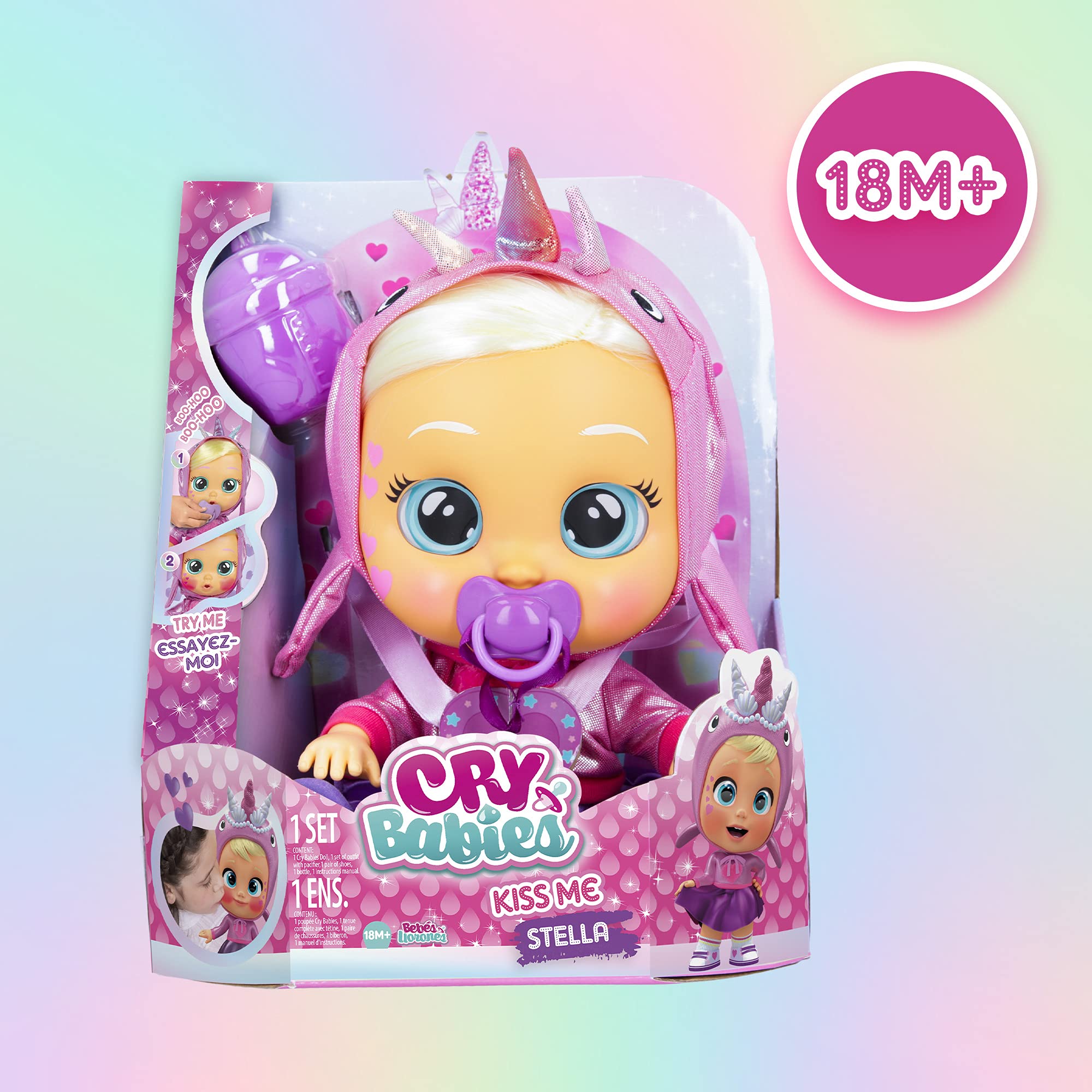 Imc Toys Cry Babies Kiss Me Stella bambola narvalo rosa arrossisce
