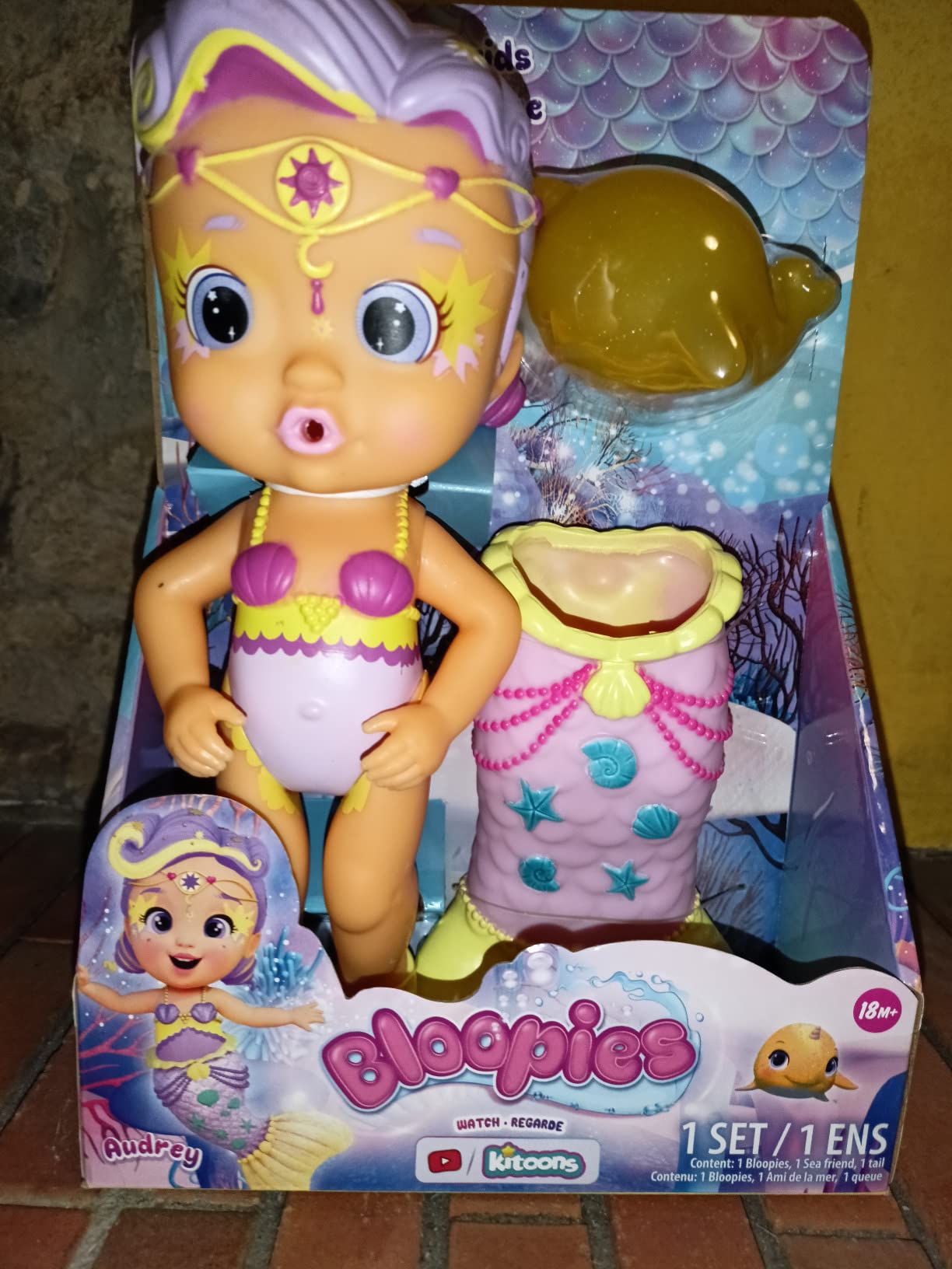 Bloopies Sirenetta Audrey bambola bagnetto coda cambia colore