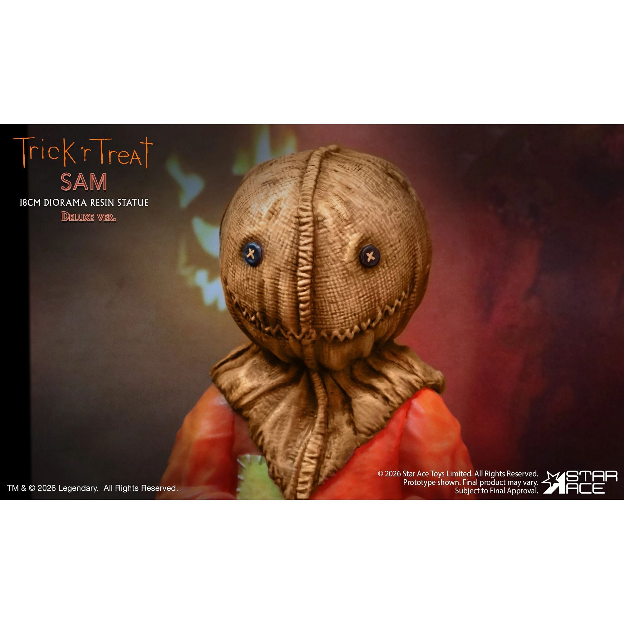 Star Ace Trick r Treat Sam statua resina 18 cm 2 teste