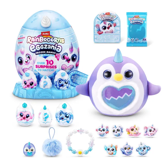 Rainbocorns Eggzania Frozencorn Peluche Blu Bianco Frostine