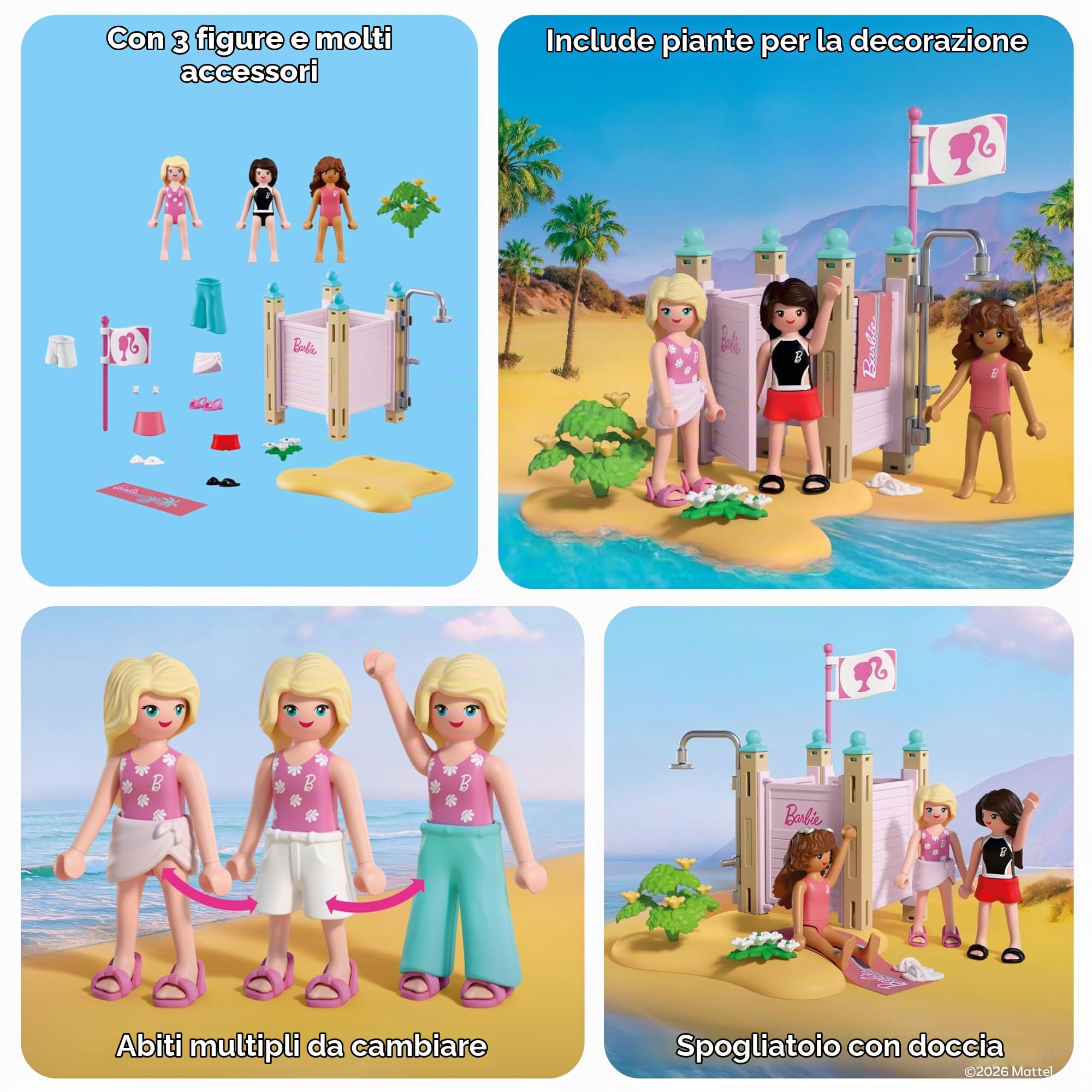 PLAYMOBIL Barbie cabina spiaggia con doccia e 3 personaggi